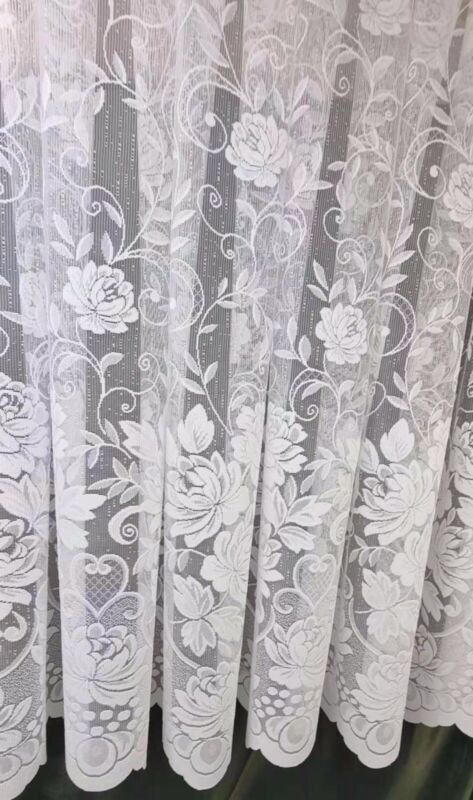 White Lace Window Net Curtains Rod Slot