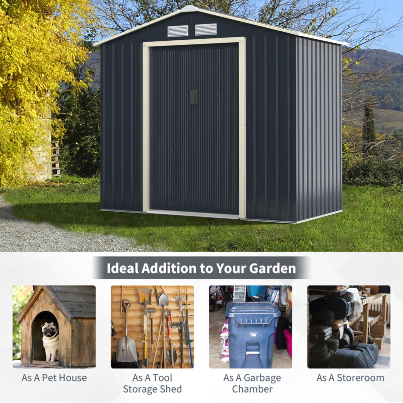 7FT x 4.3FT Outdoor Storage Shed Large Tool Utility Storage