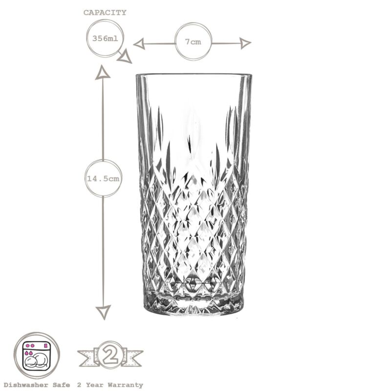 6x LAV Odin Highball Glasses Tall Glass Water Drinking