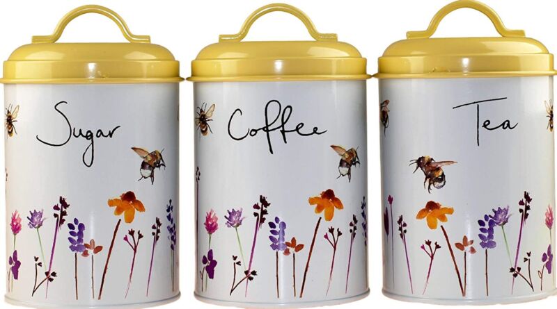 Busy Bees Coffee Tea Sugar Cannister Jar Set