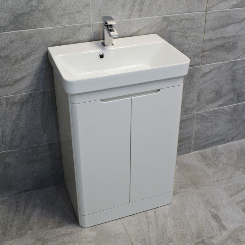 Ross Curved Vanity Basin Sink Unit - Gloss White