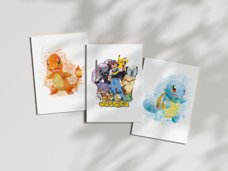 Pokemon Wall Art Prints Bedroom Decor Gaming Prints Anime - Cints and Home