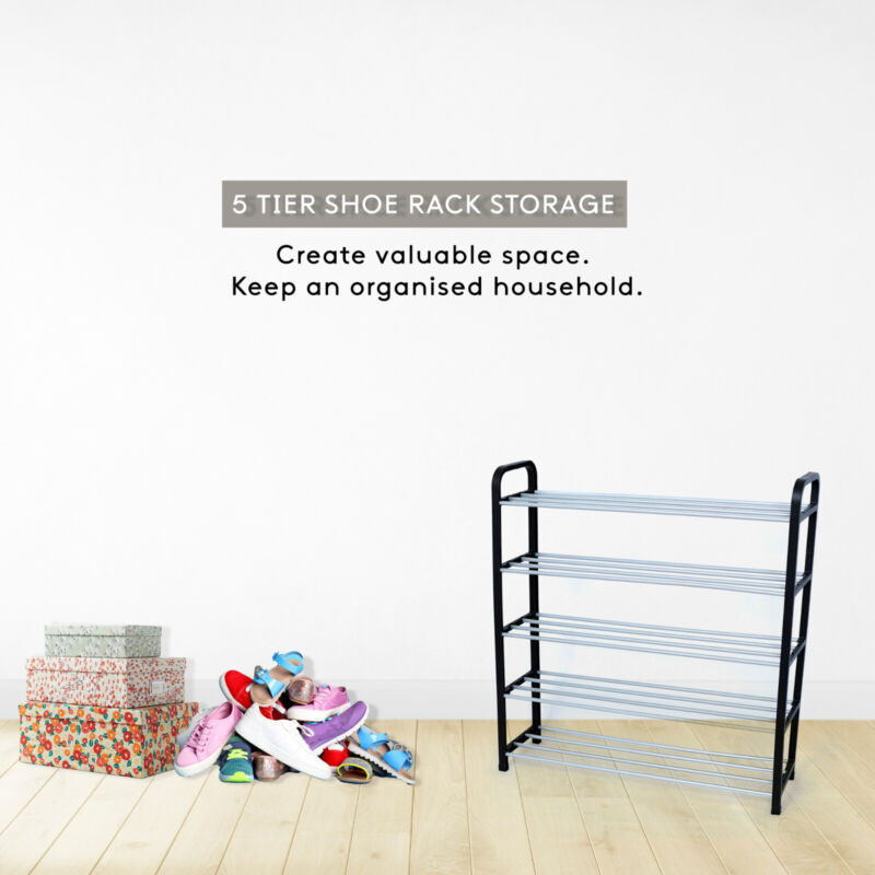 5 Tier Shoe Rack Extendable & Stackable Organiser