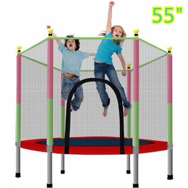 55" Children Kids Trampoline With Safety Net Enclosure