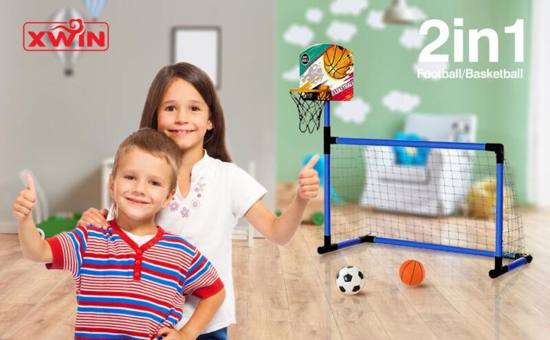 Kids Football Basketball Hoop 2 in 1 Toy Indoor Outdoor - Cints and Home