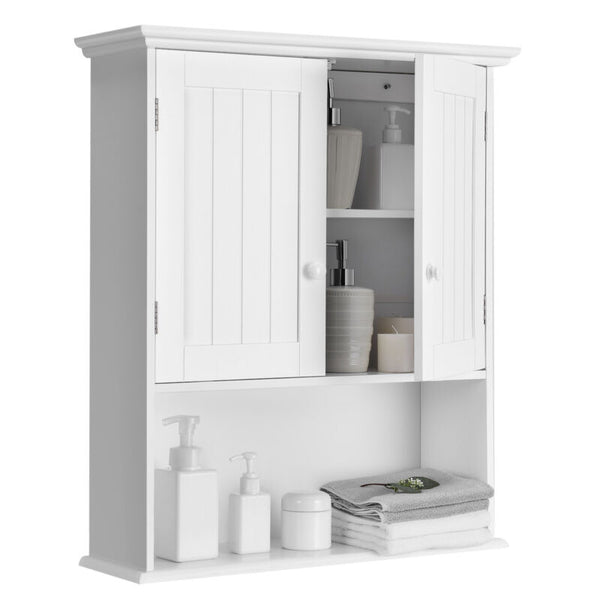 Bathroom Cabinet Wall-Mounted Storage Cabinet with Adjustable Shelf &Double Door - Cints and Home