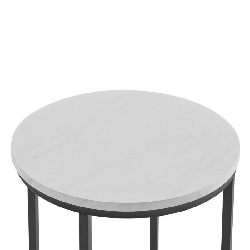 Round Side End Table With Metal Legs Coffee Living Room