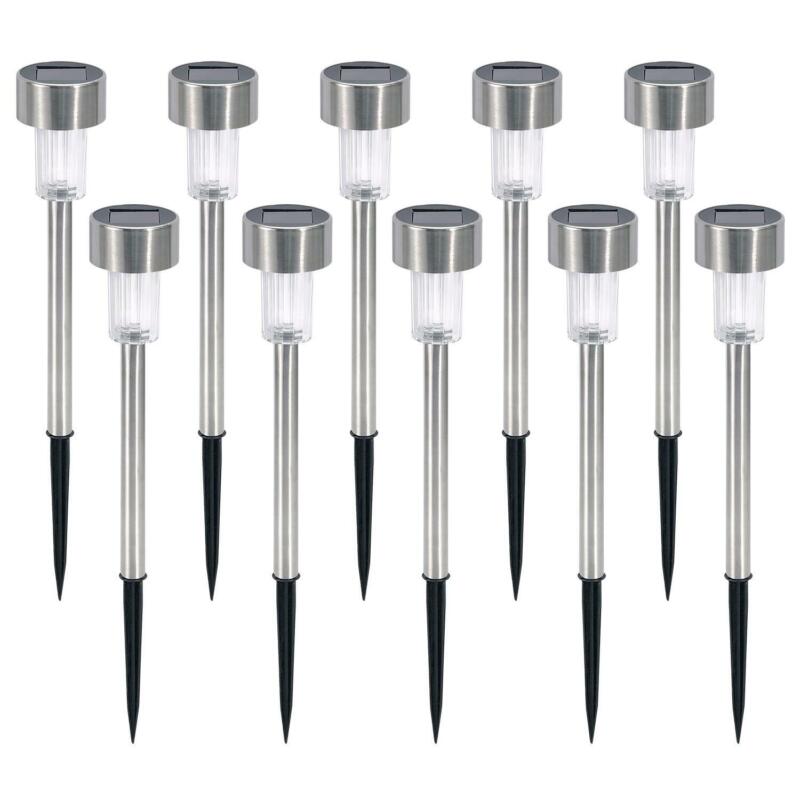 10 X Stainless Steel Solar Powered Garden lights - Cints and Home