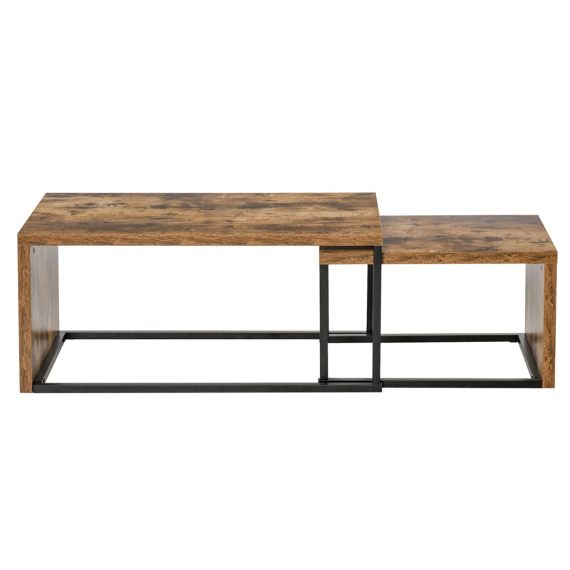 2 Pieces Coffee Tables Set Industrial Style