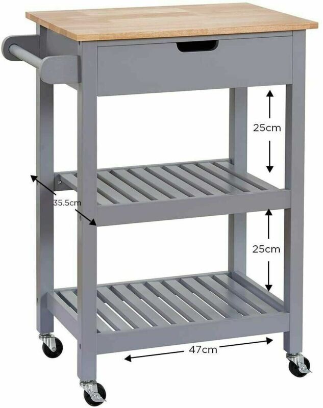 Serving Trolley Wood Portable Kitchen Island Cart