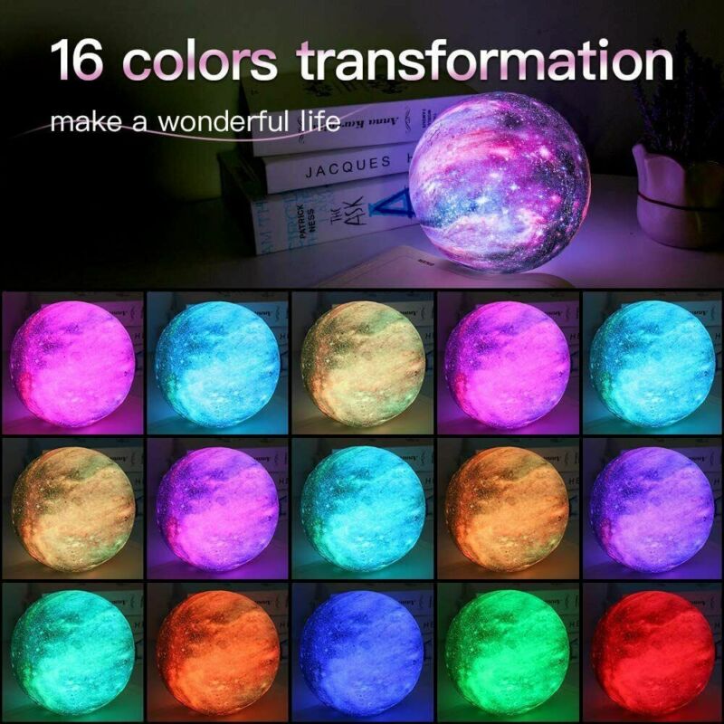 16 Colors LED USB Star Galaxy Moon Lamp w/ Stand Remote
