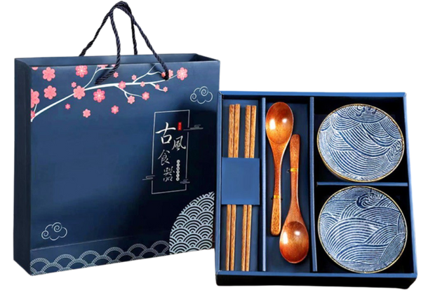 Japanese Chinese Style Rice Bowl Gift Set of 2 - Cints and Home