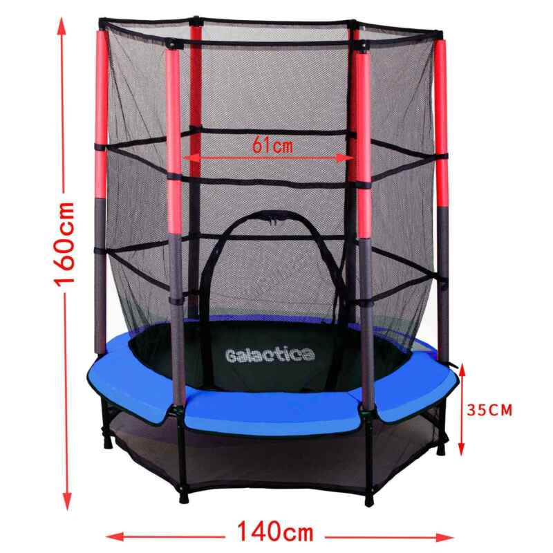 Children’s Mini Trampoline With Safety Net – 4.5FT Kids Rebounder Blue - Cints and Home