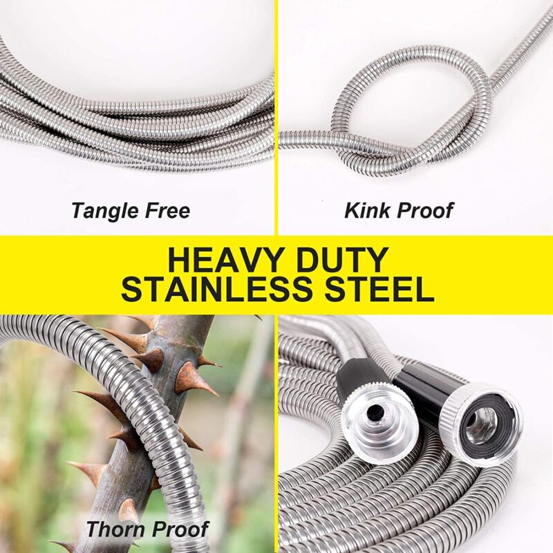 Stainless Steel Garden Hose 25-100FT Pipe Water Rust-Proof