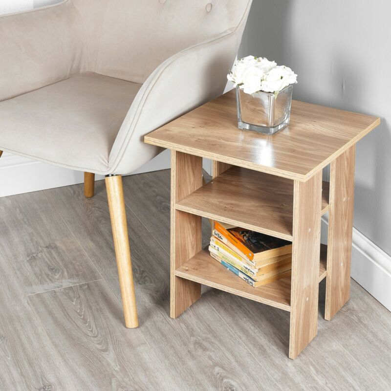 2 Tier Wooden Side End Table Nightstand Furniture