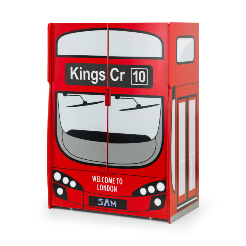 Wardrobe, London Bus Kings Cross Red Wooden Wardrobe - Cints and Home