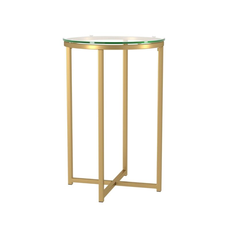 Round Side End Table With Metal Legs Coffee Living Room Night Stand Furniture