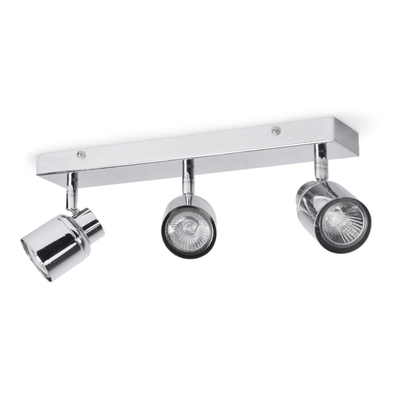 3 Way Chrome Ceiling Spotlight Fitting Adjustable Straight Bar - Cints and Home