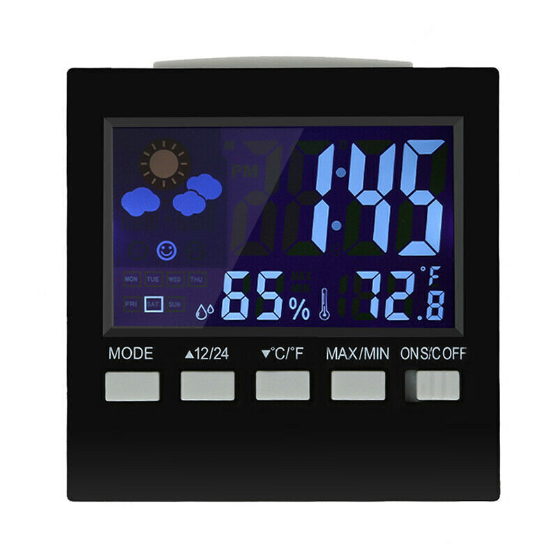 LED Digital LCD Display Alarm Clock with Temperature Calendar Weather Station - Cints and Home