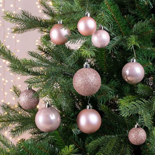 30 Blush Pink Shatterproof Christmas Baubles Tree Decor