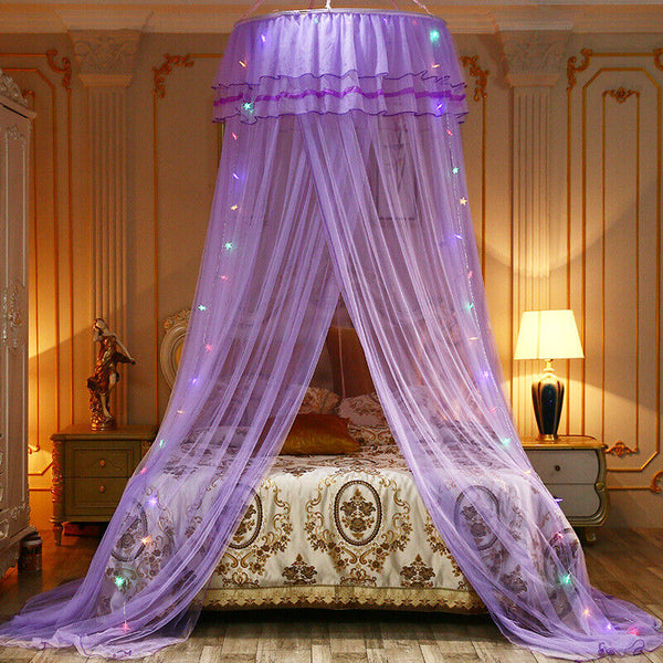 Princess Dome Lace LED Light Mosquito Net Mesh Bed Canopy - Cints and Home