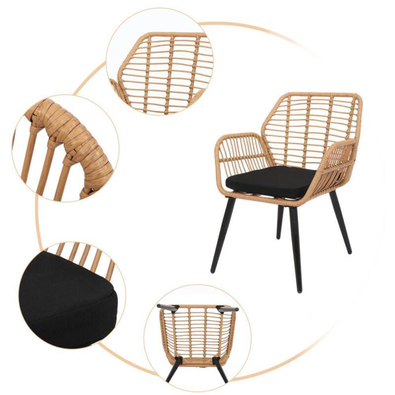 Steel Wicker Rattan Outdoor Chair Table 4 Piece - Cints and Home