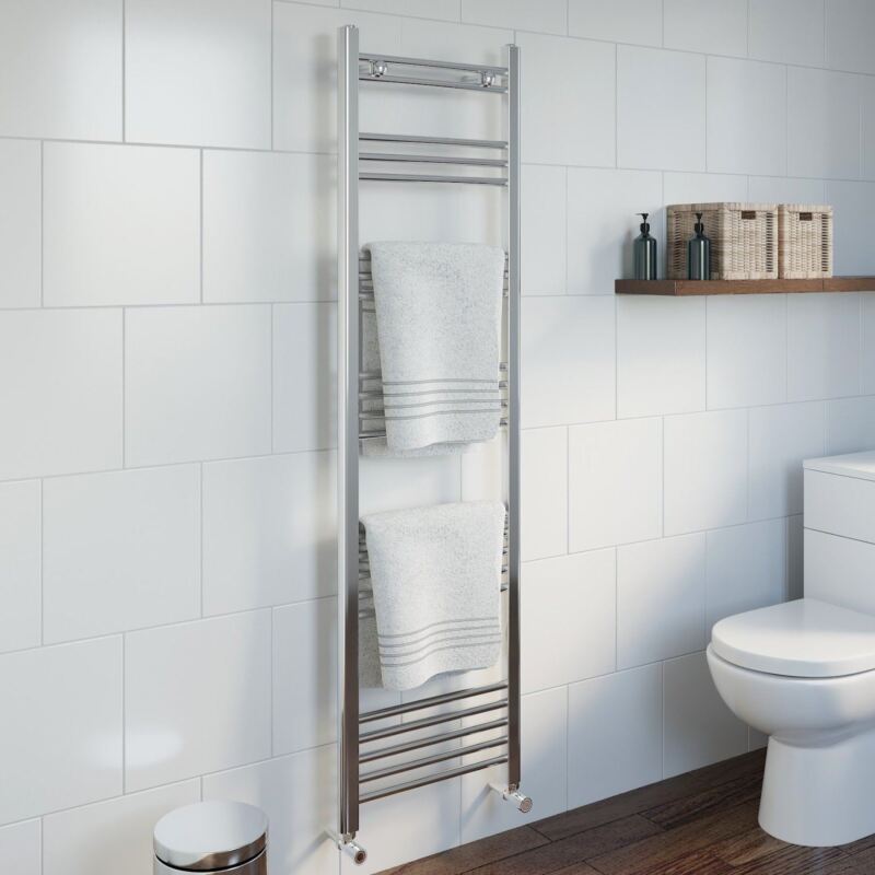 Modern Bathroom Heated Towel Rail Radiator Straight Chrome 22 Rails - Cints and Home