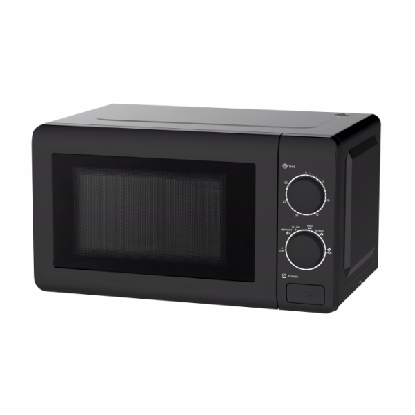 Black Microwave Oven 20L Capacity, 700W, Dial Control