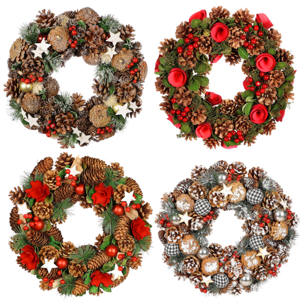 36cm Stars Baubles Red Gold Christmas Garland