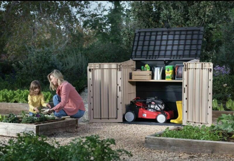 Store It Out Midi Lockable Outdoor Garden Storage Box 845L - Beige/Brown