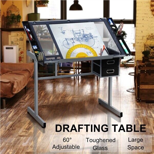 Rolling Adjustable Height Drawing Drafting Table