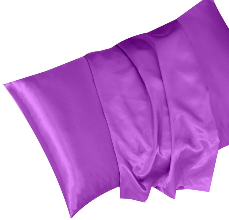 2 x Satin Pillowcase Soft Silk Pillow Cushion Covers