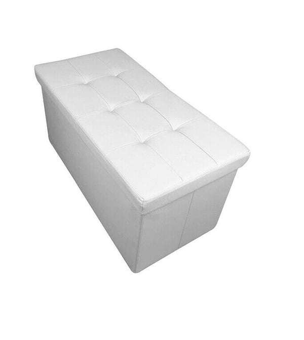 Large Folding Storage Ottoman in white - Cints and Home