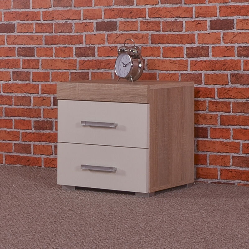 2 Drawer White Bedside Cabinet Table - Cints and Home
