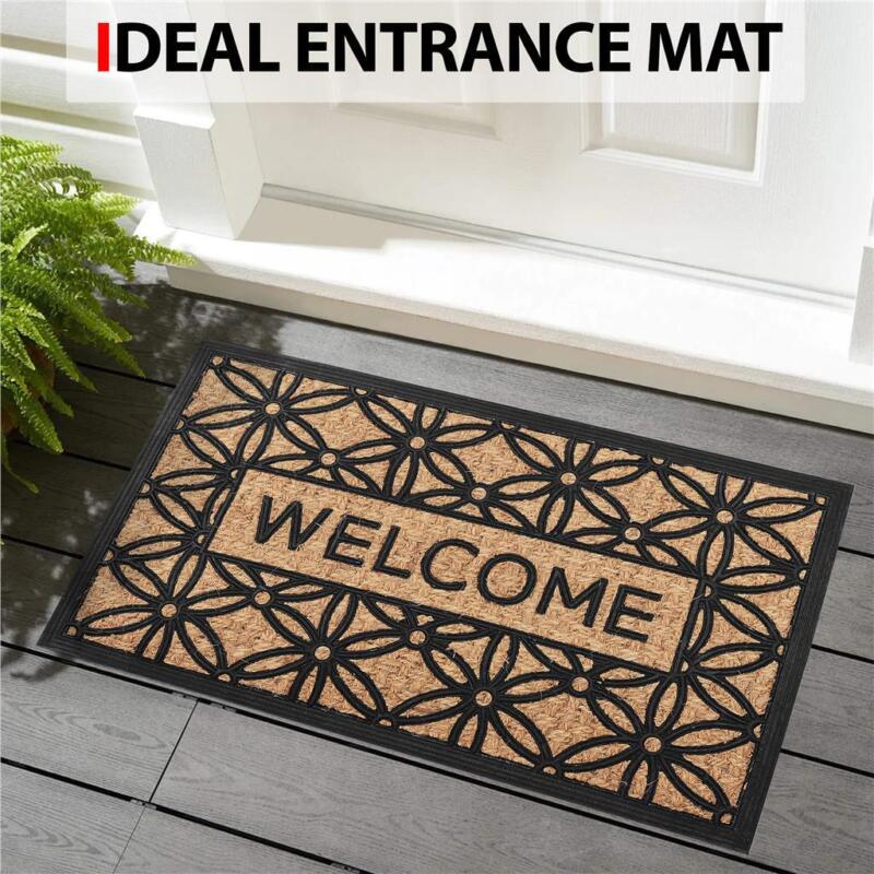 Coir Door Mat Welcome Outdoor Doormat Rubber