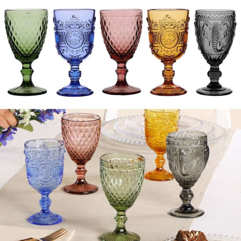 Coloured Glassware Wine Goblet Glasses Dinner Party