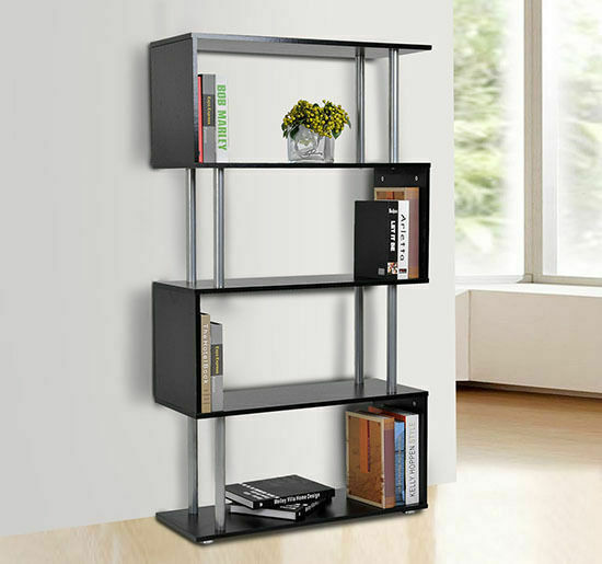 S Shape Wooden Bookcase Storage Display Unit - Cints and Home