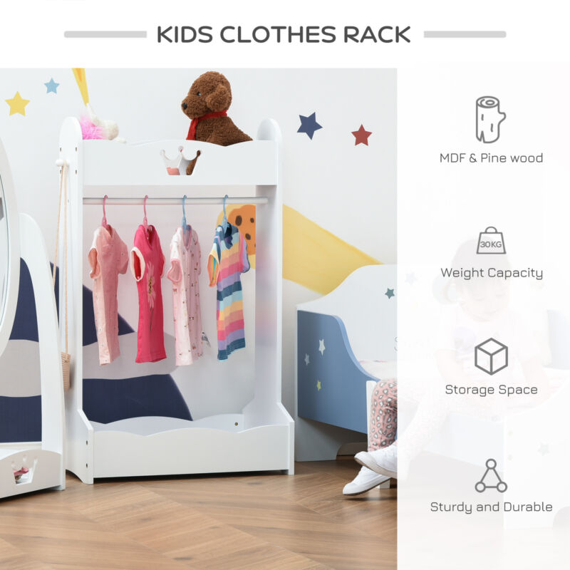 Kids Wood Clothes Rack with Storage