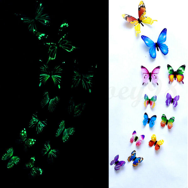 12 x 3D Luminous Butterfly Wall Stickers Home Decor Sticker - Cints and Home