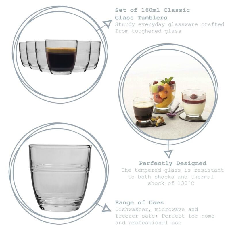 Gigogne Glass Juice Water Tumblers Glasses Set 160ml x6