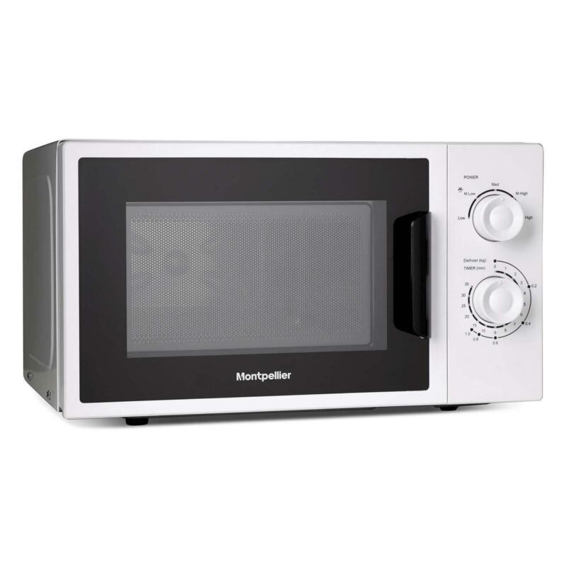 White 700W 20L Microwave With Stainless Steel Interior