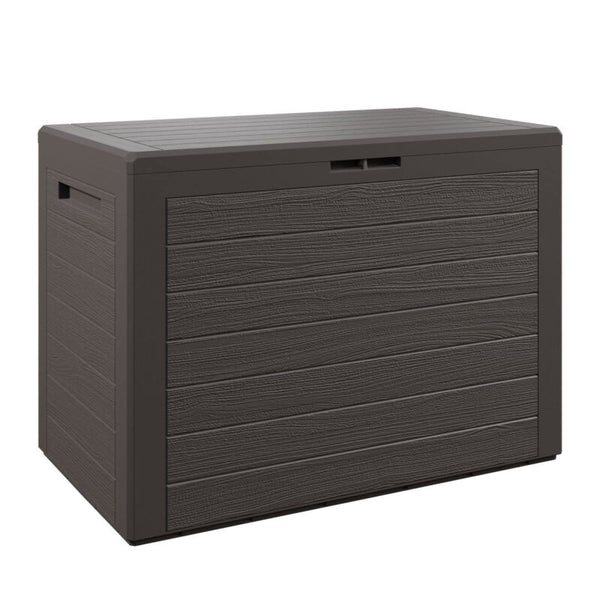 Waterproof Garden Storage Box 190L, Shed Porch Plastic Wood Effect Brown