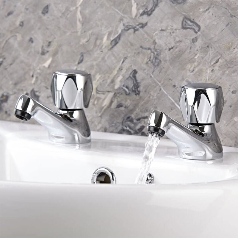 Bathroom Basin Sink Taps Chrome Hot & Cold (PAIR) - Cints and Home