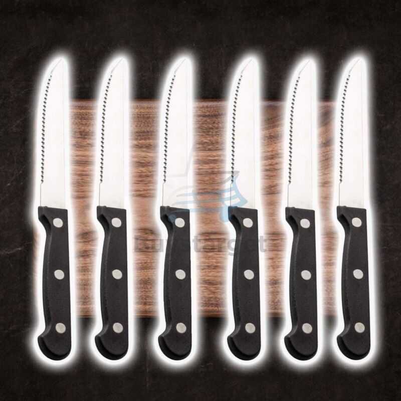 Steak Knives 6x Stainless Steel Cutlery Set Meat Dining