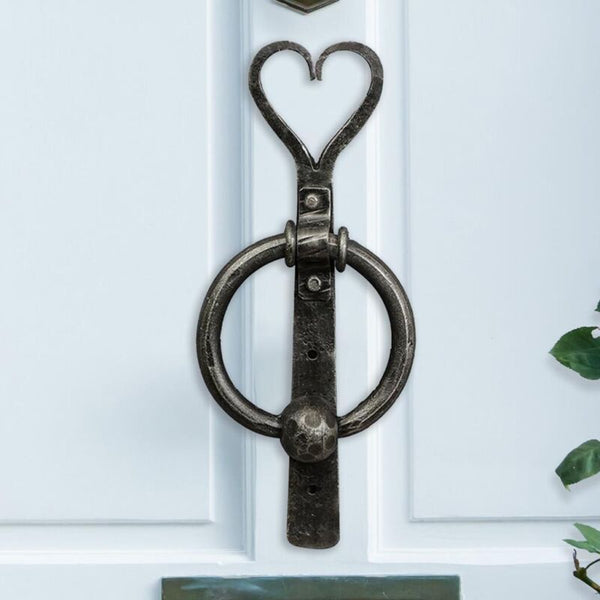 Cast Iron Love Heart Door Knocker Contemporary Style Front Door Accessory - Cints and Home