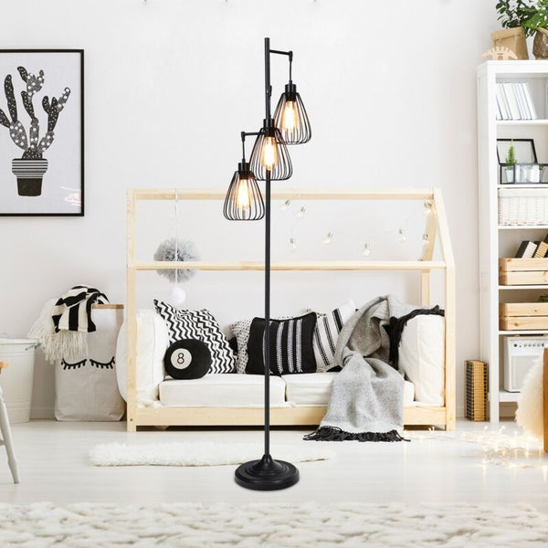 3-Light Floor Lamp Industrial Metal - Cints and Home