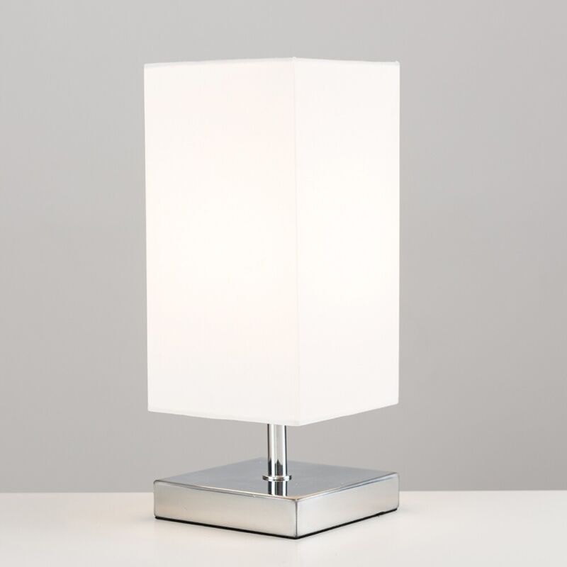 Chrome Square Touch Bedside Table Lamp 30CM