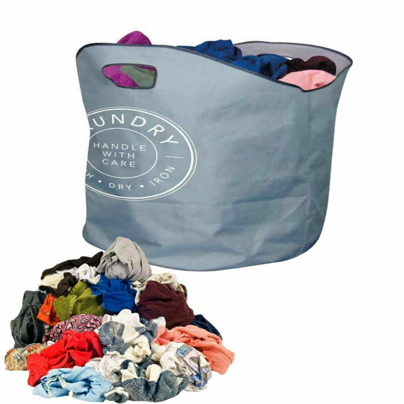 XL LAUNDRY BAG Basket Handles Foldable Washing Sack Clothes Storage Bin Bag