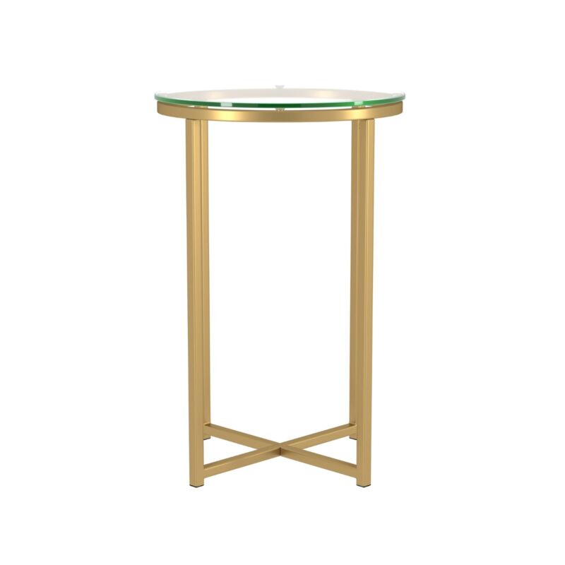 Round Side End Table With Metal Legs Coffee Living Room
