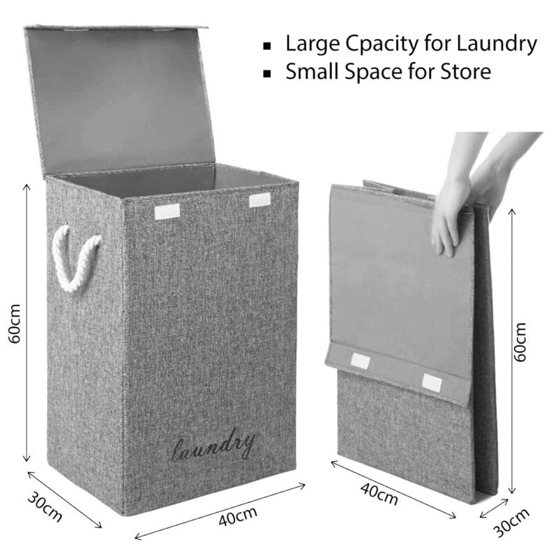 Laundry Basket Dirty Washing Clothes Storage Folding Bin Bag Hamper With Lid